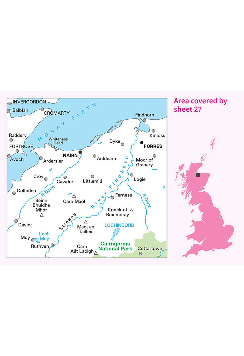 Ordnance Survey Nairn & Forres, River Findhorn - Landranger 27 Map 