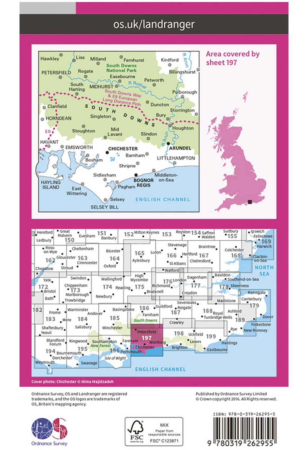 Ordnance Survey Chichester & The South Downs - Landranger 197 Map