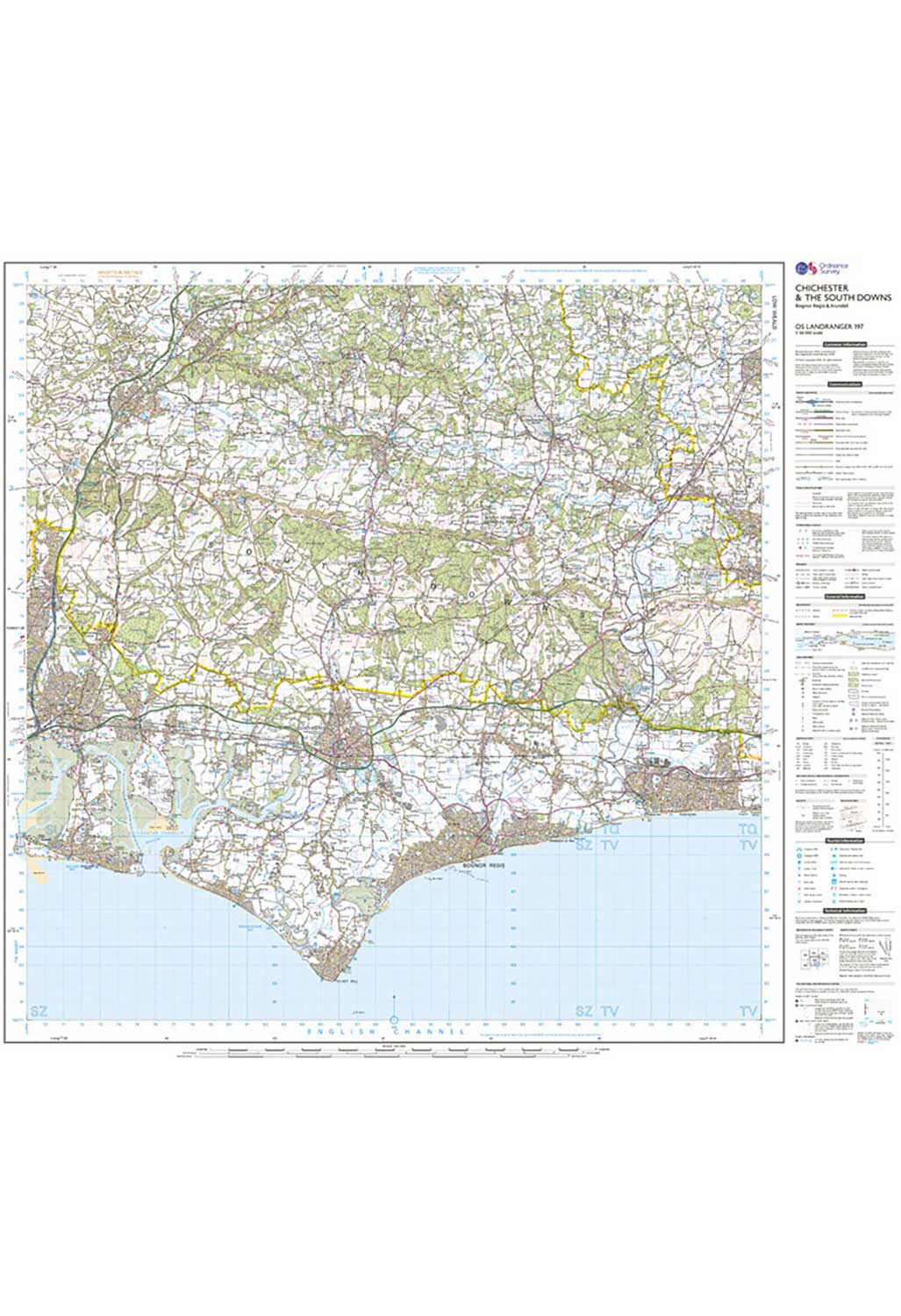 Ordnance Survey Chichester & The South Downs - Landranger 197 Map