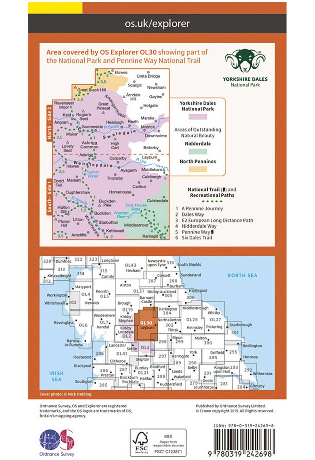 Ordnance Survey Yorkshire Dales - Northern & Central Areas - OS Explorer OL30 Map