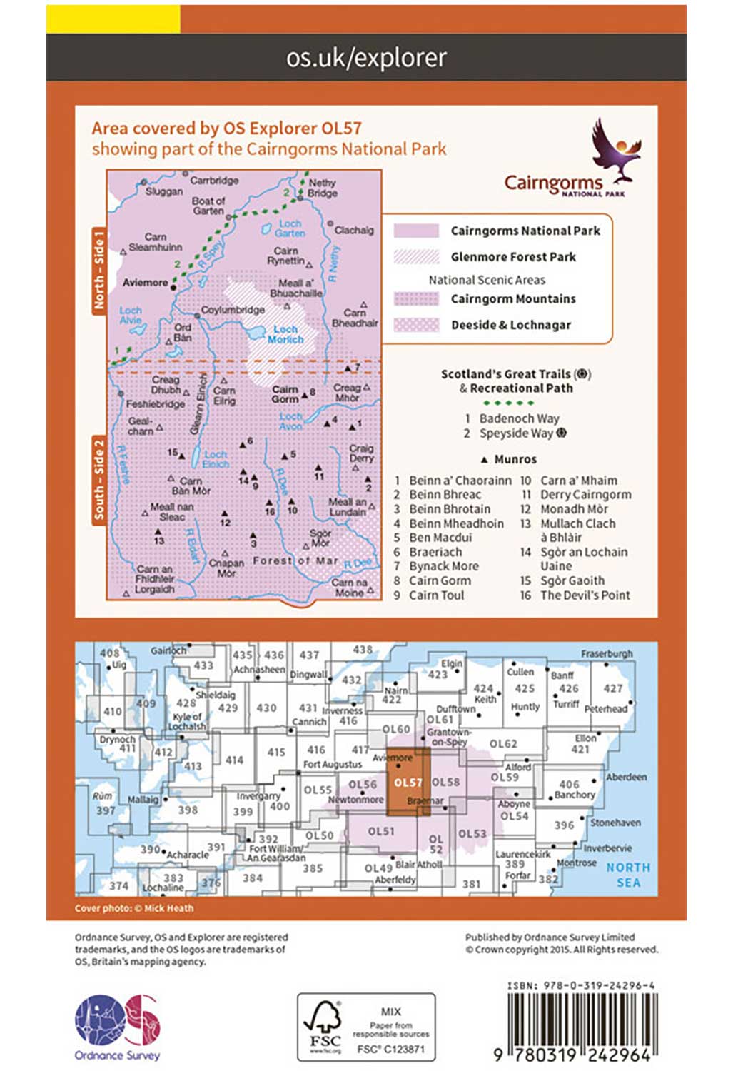 Ordnance Survey Cairn Gorm & Aviemore - OS Explorer OL57 Map