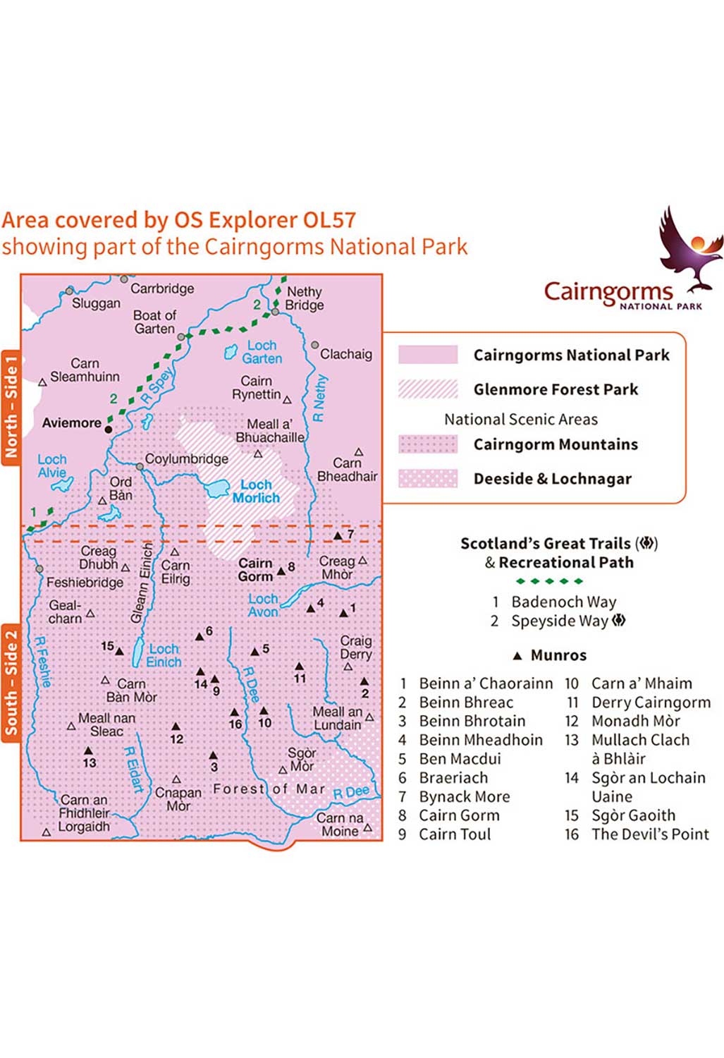 Ordnance Survey Cairn Gorm & Aviemore - OS Explorer OL57 Map