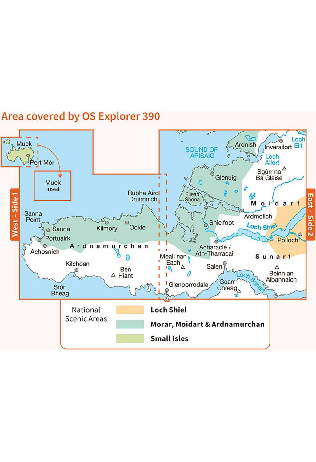 Ordnance Survey Ardnamurchan, Moidart, Sunart & Loch Shiel - OS Explorer 390 Map