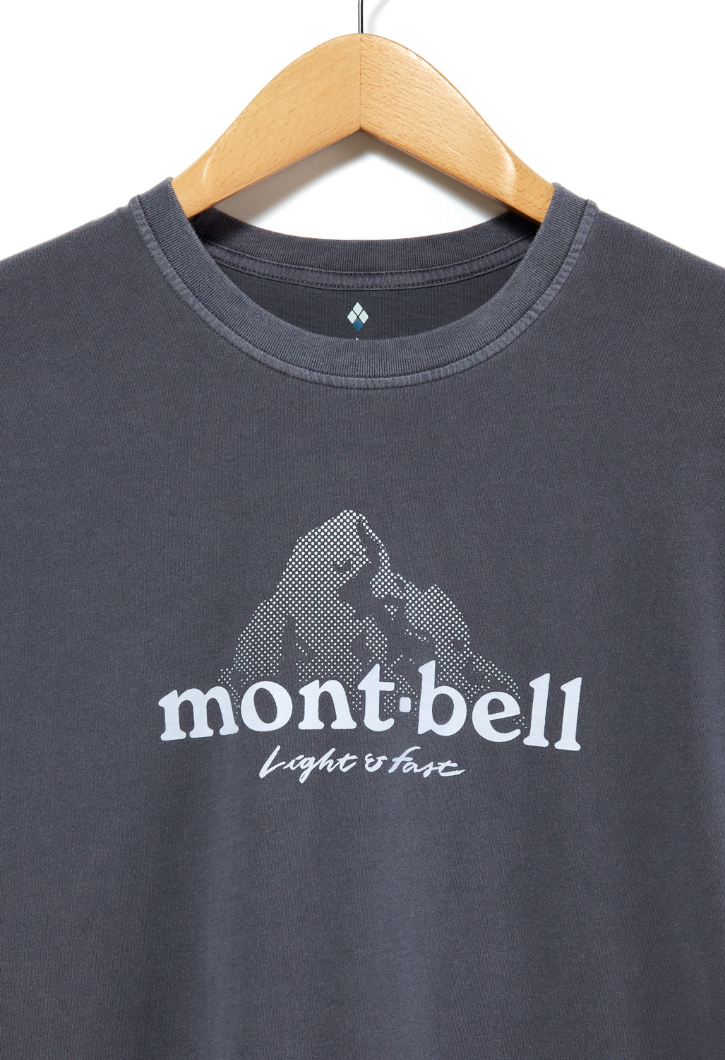 Montbell Wash Out Cotton Dot Logo T-Shirt - Dark Navy