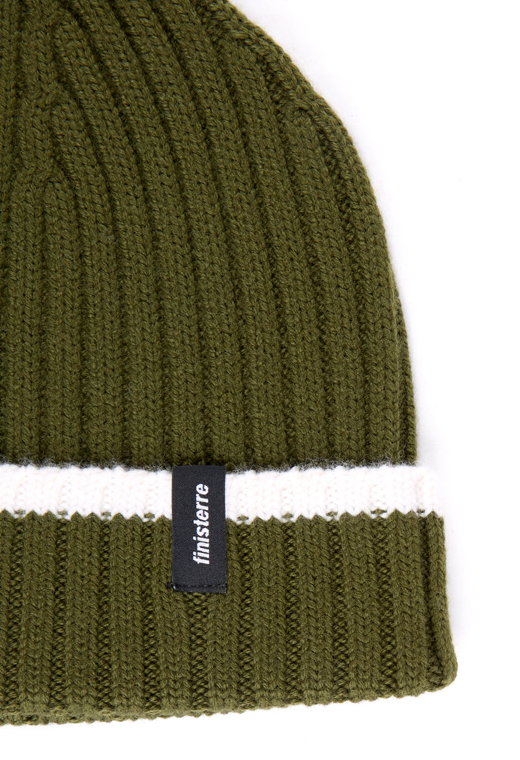 Finisterre Fisherman Tipped Beanie - Olive / Ecru