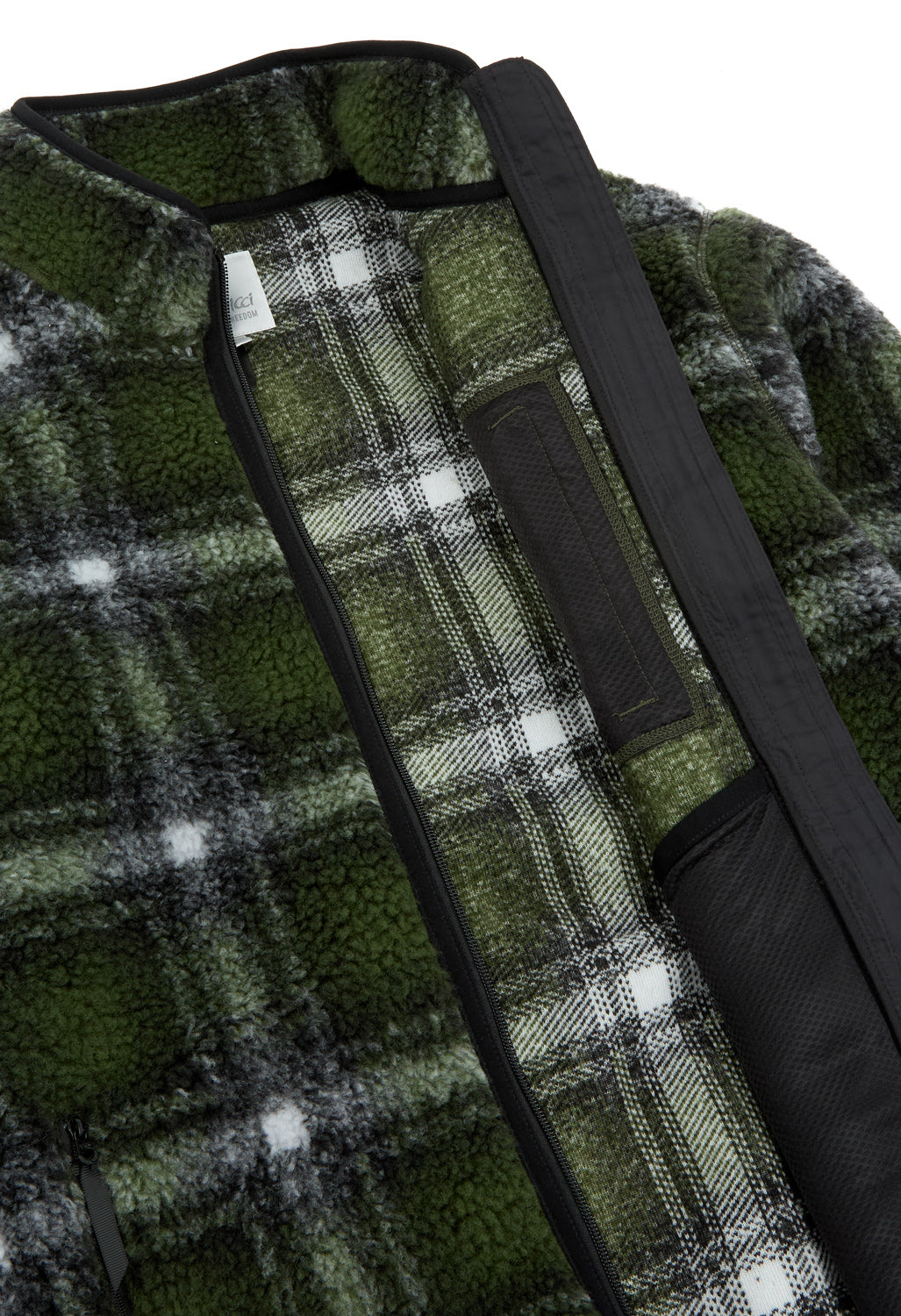 Gramicci Shadow Plaid Sherpa Jacket - Olive Shadow Plaid