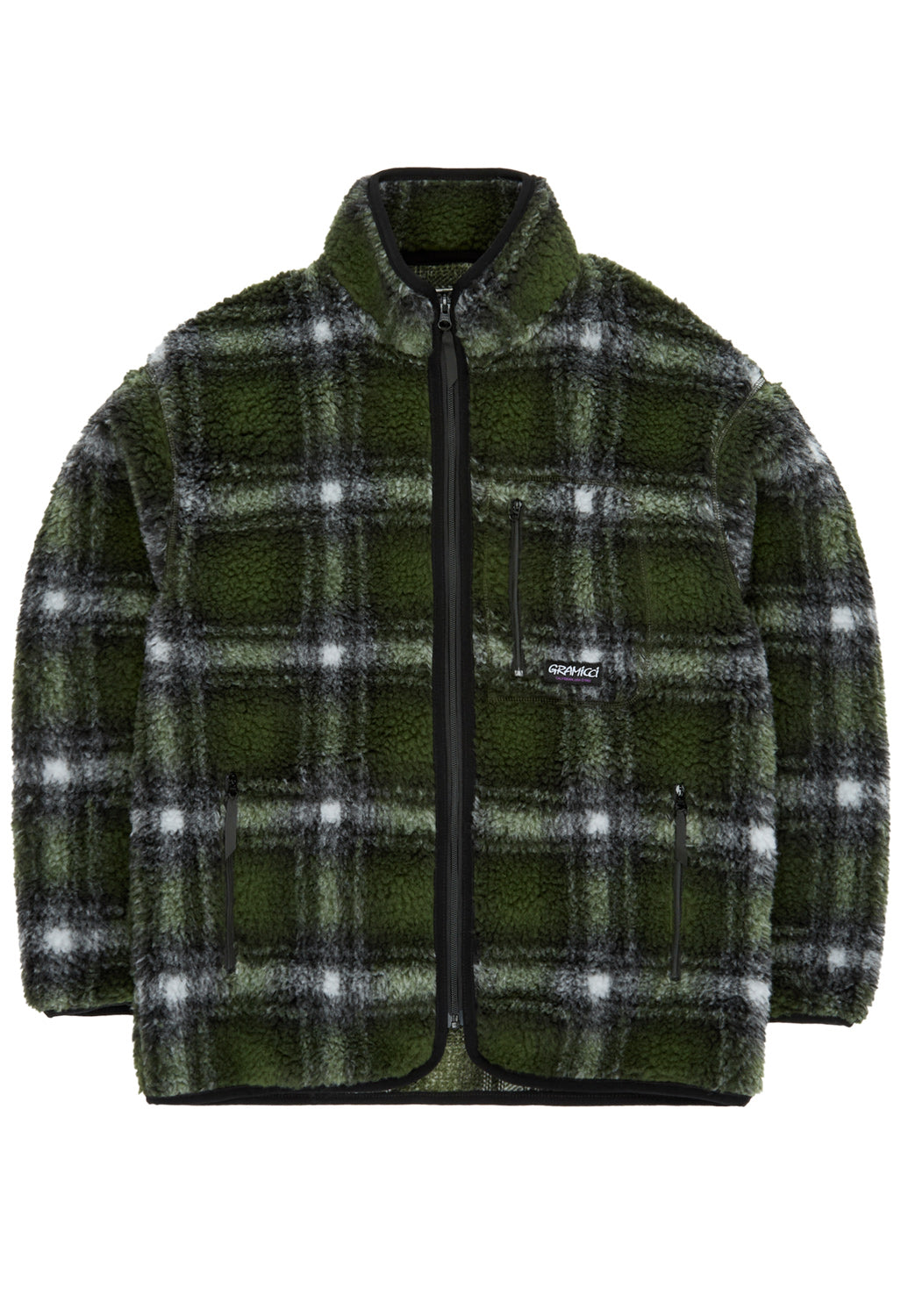 Gramicci Shadow Plaid Sherpa Jacket - Olive Shadow Plaid