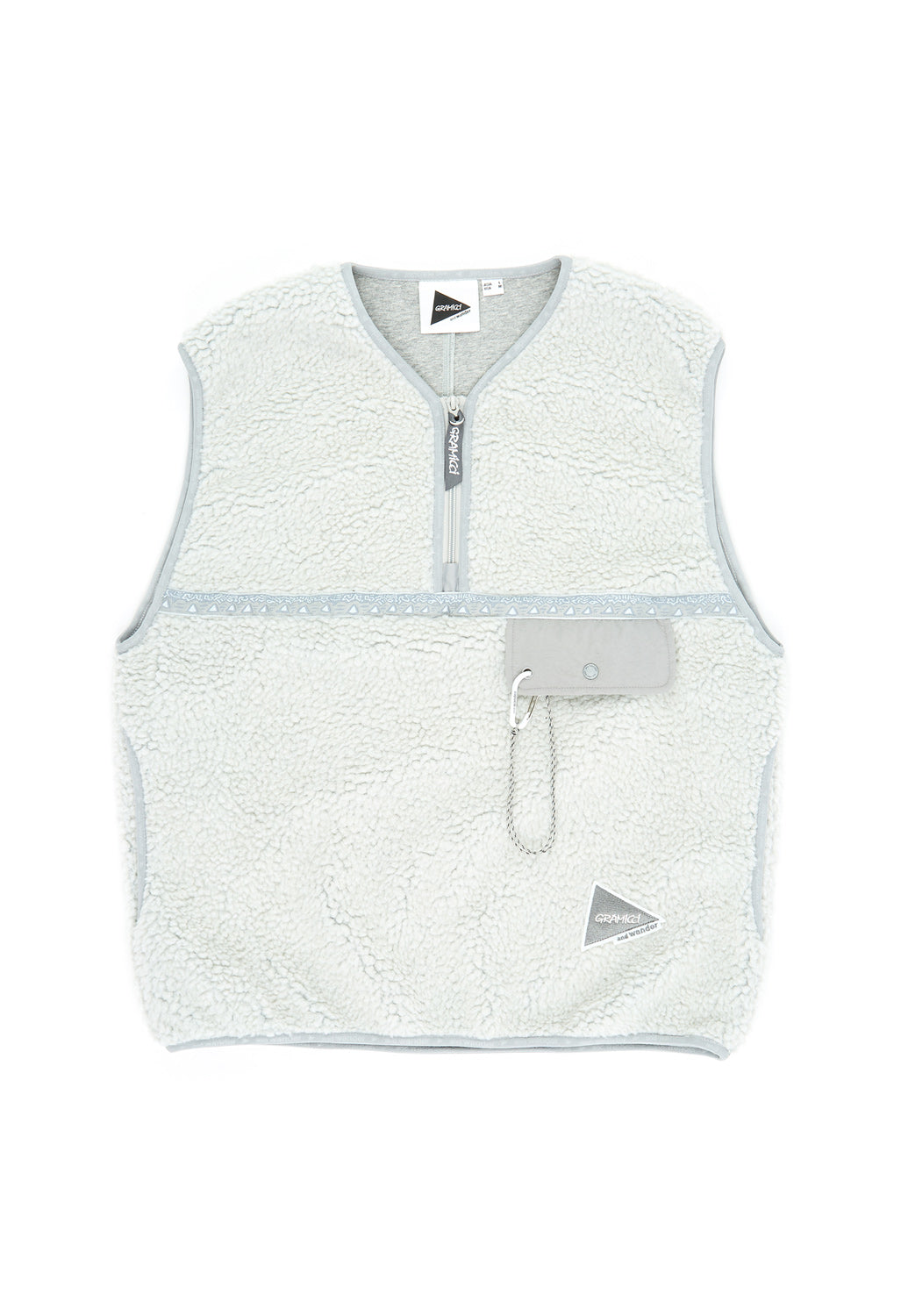 Gramicci x And Wander JQ Tape Fleece Vest - Light Gray