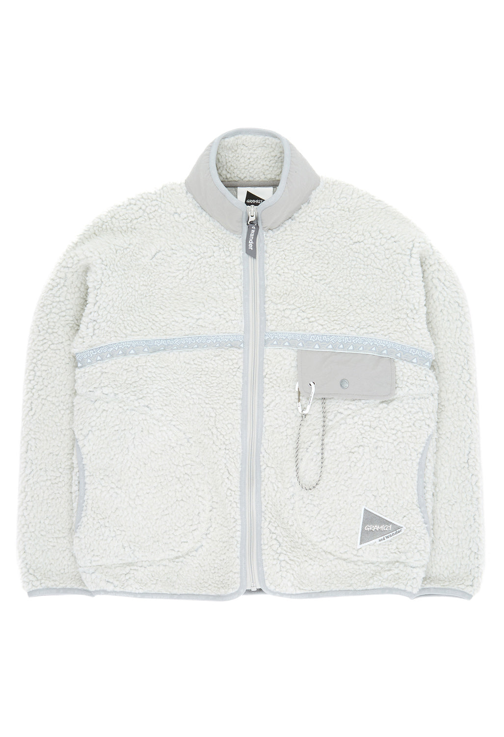 Gramicci x And Wander Women's JQ Tape Fleece Jacket - Light Gray