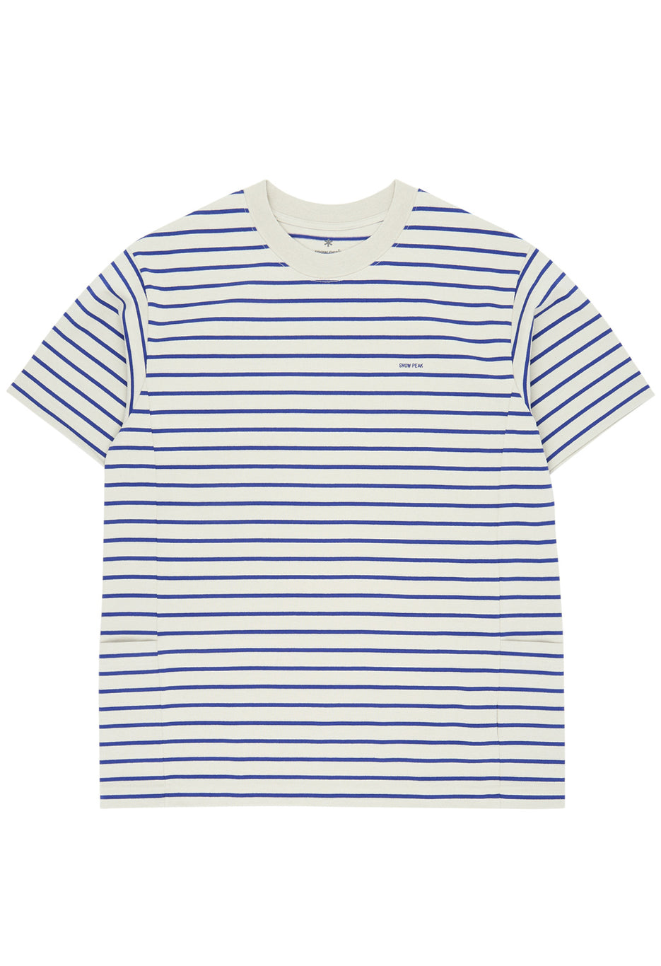 Snow Peak Heavy Cotton Border T-Shirt - White / Blue