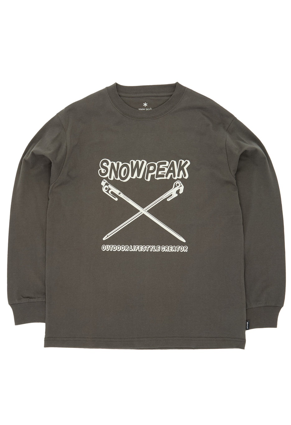 Snow Peak Solid & Delta Stake Long Sleeve T-Shirt - Charcoal