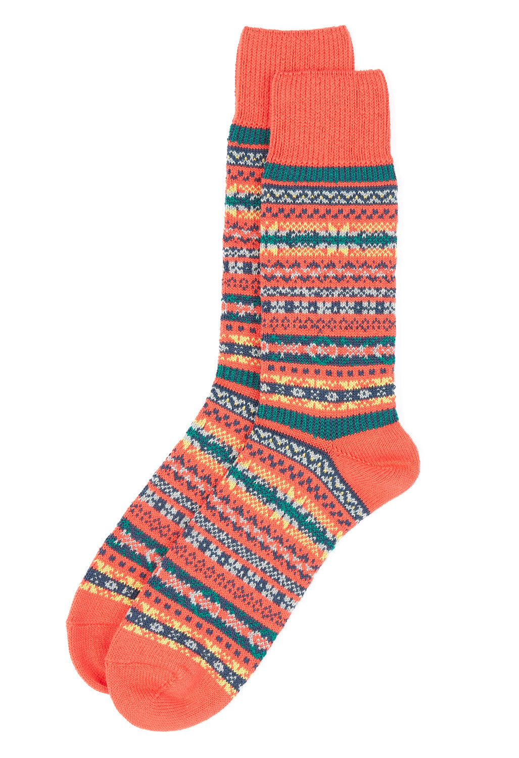 ROTOTO Jacquard Fairisle Crew Socks - Red