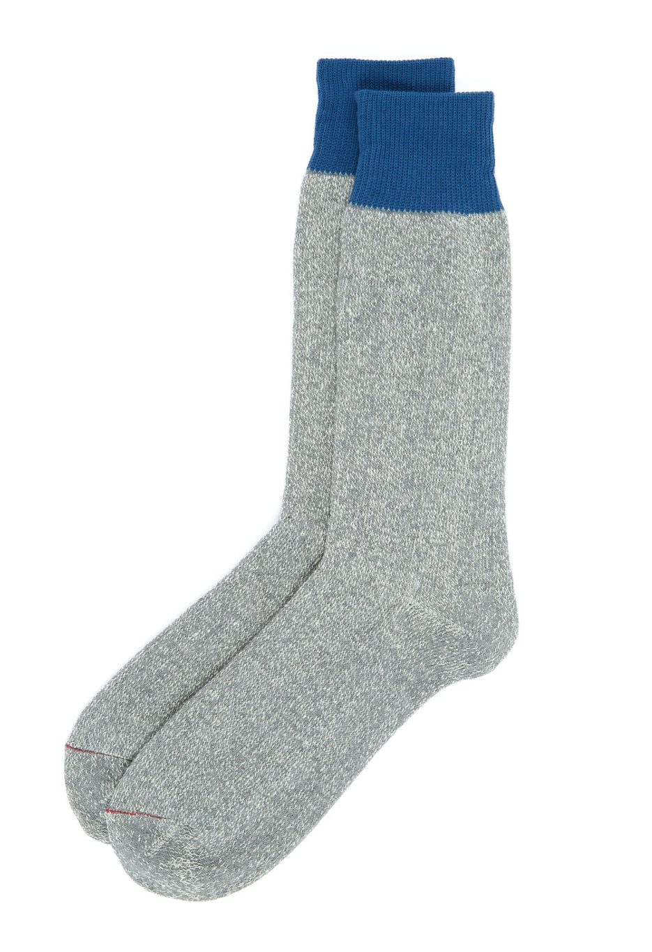 ROTOTO Silk & Cotton Double Face Crew Socks - Blue / Grey