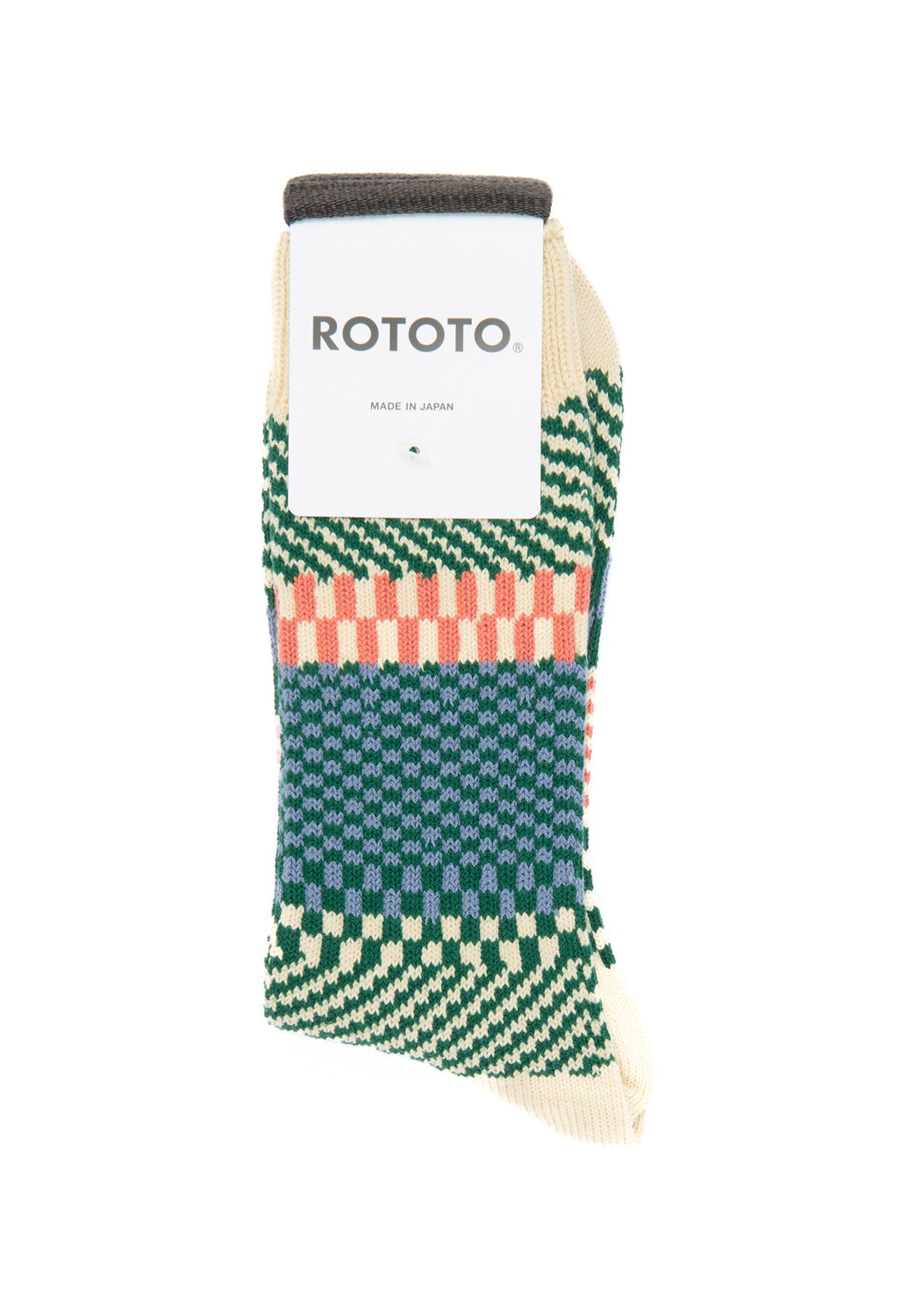 ROTOTO Check and Step Socks - Green