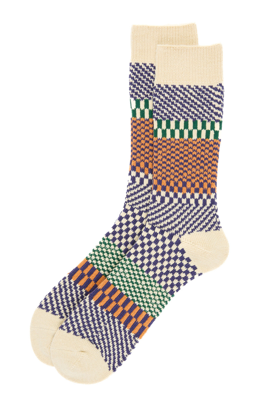 ROTOTO Check and Step Socks - Blueberry