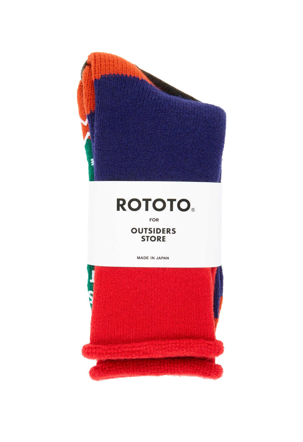 ROTOTO x Outsiders Pile Room Multi Socks - Red / Navy Blue