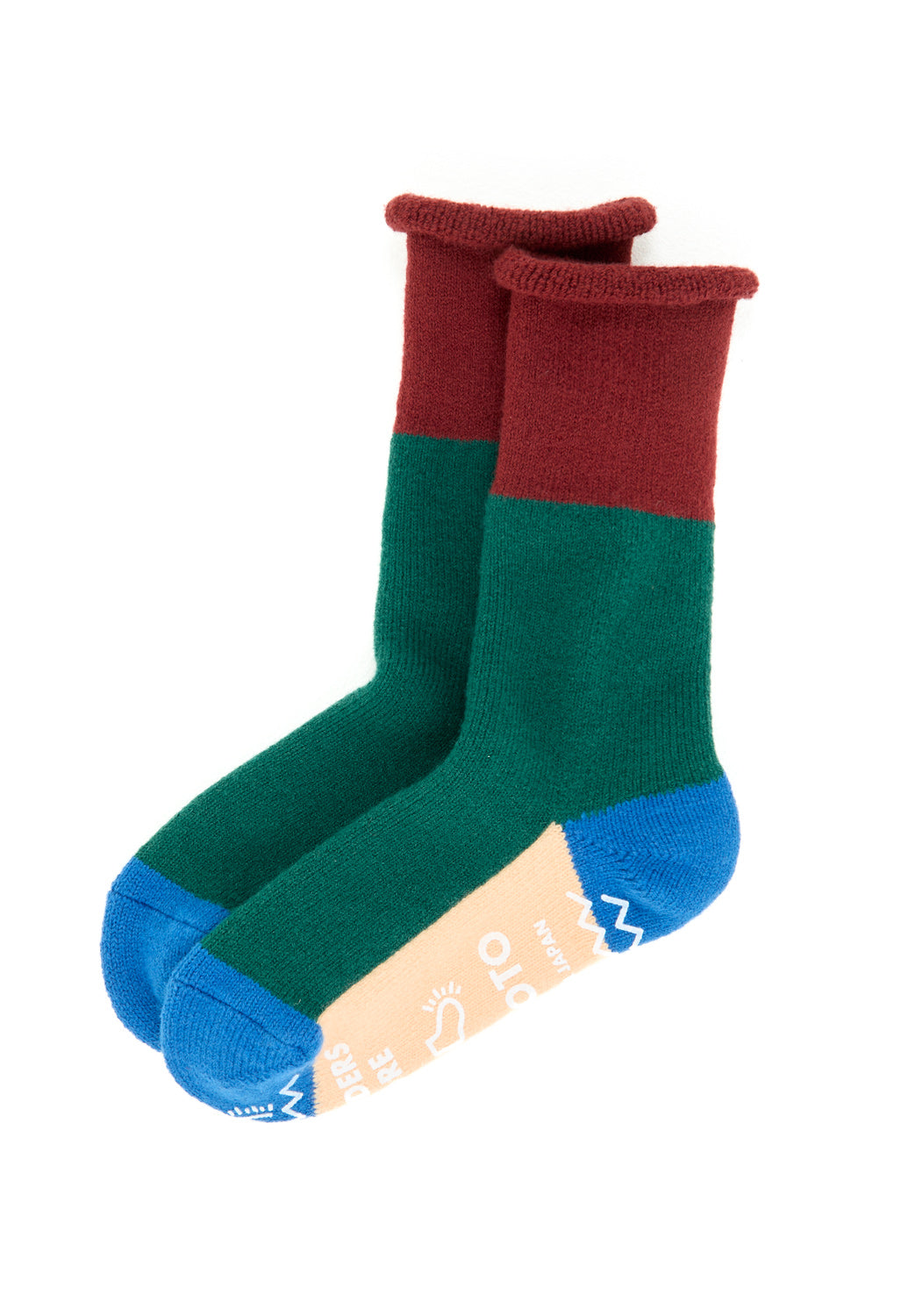 ROTOTO x Outsiders Pile Room Multi Socks - Maroon / Dark Green