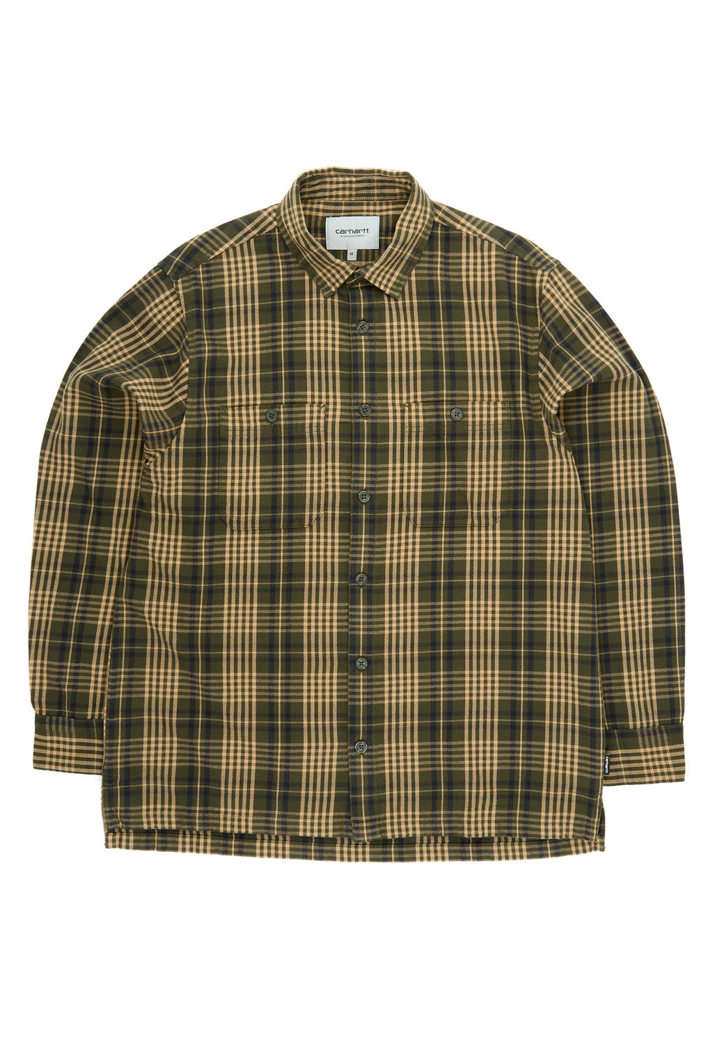 Carhartt WIP Men's Long Sleeve Mandlik Shirt - Mandlik Check, Office Green