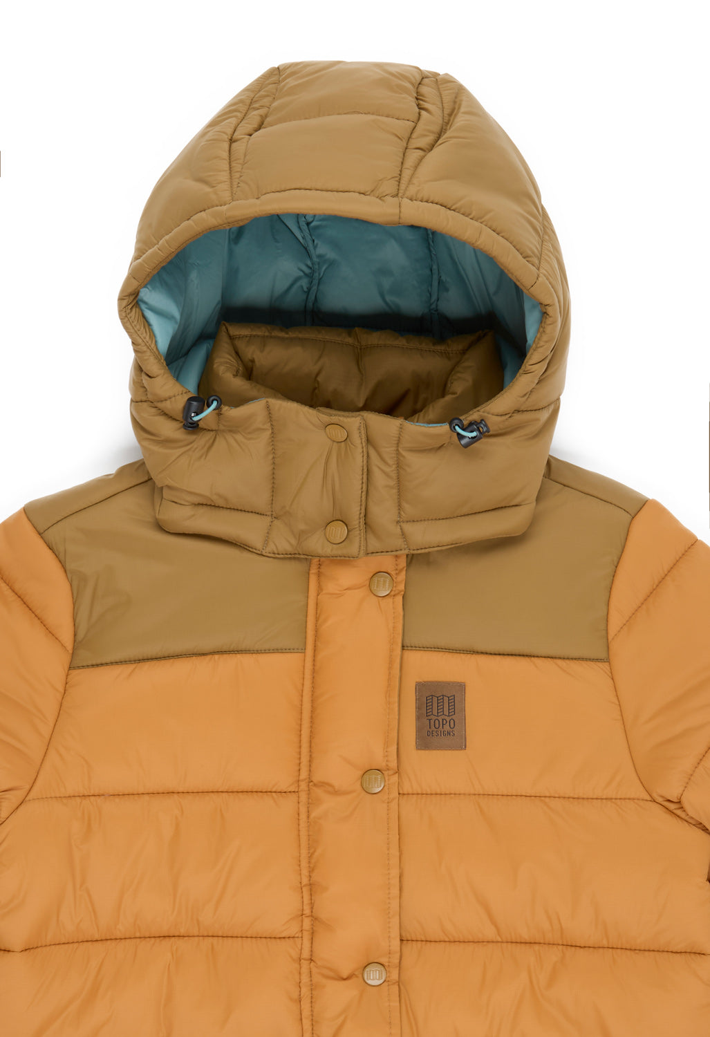 Topo Designs Women's Retro Ridge Puffer Jacket - Dark Khaki / Spice