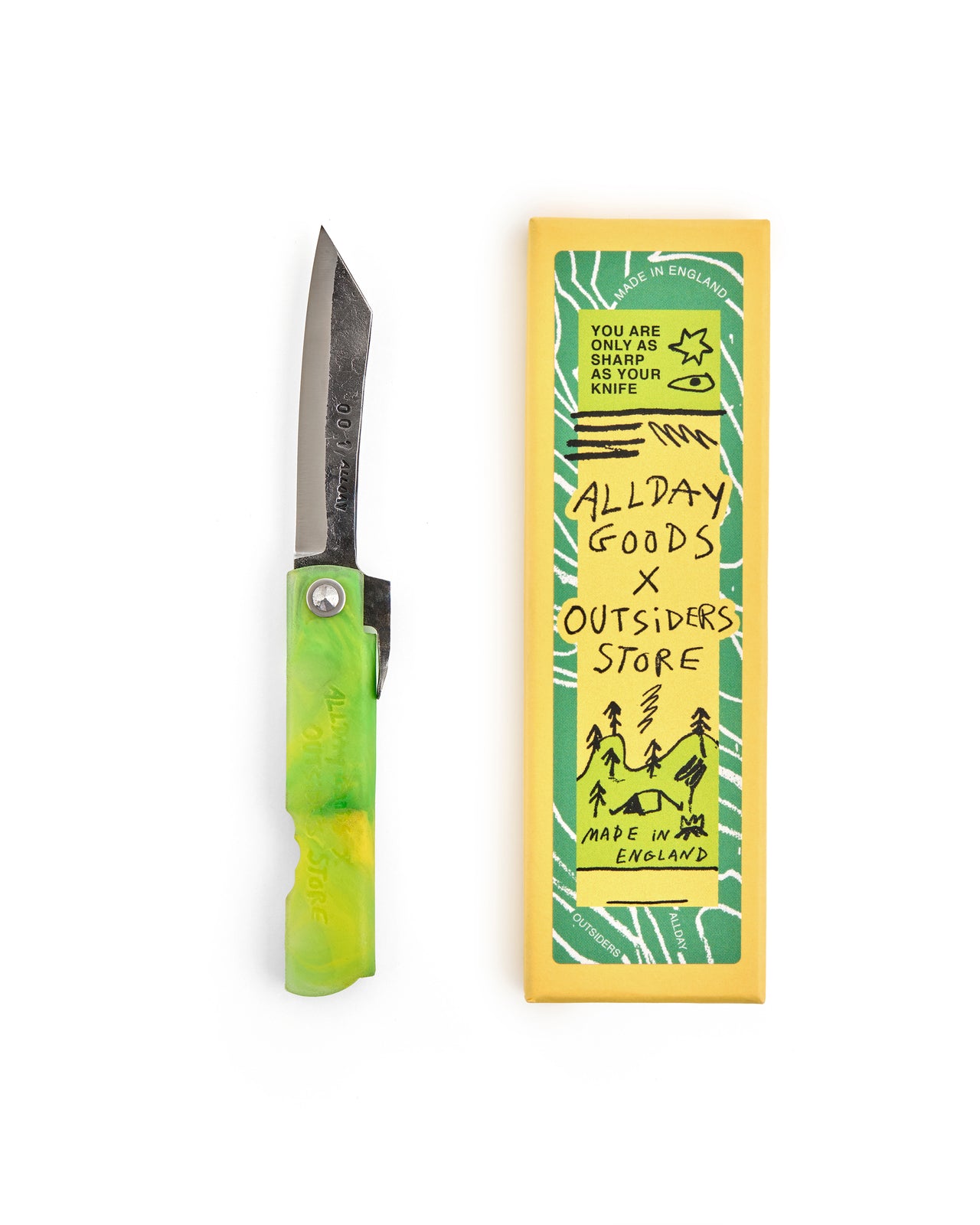 Allday Goods x Outsiders Store Folding Knife - Green / Yellow