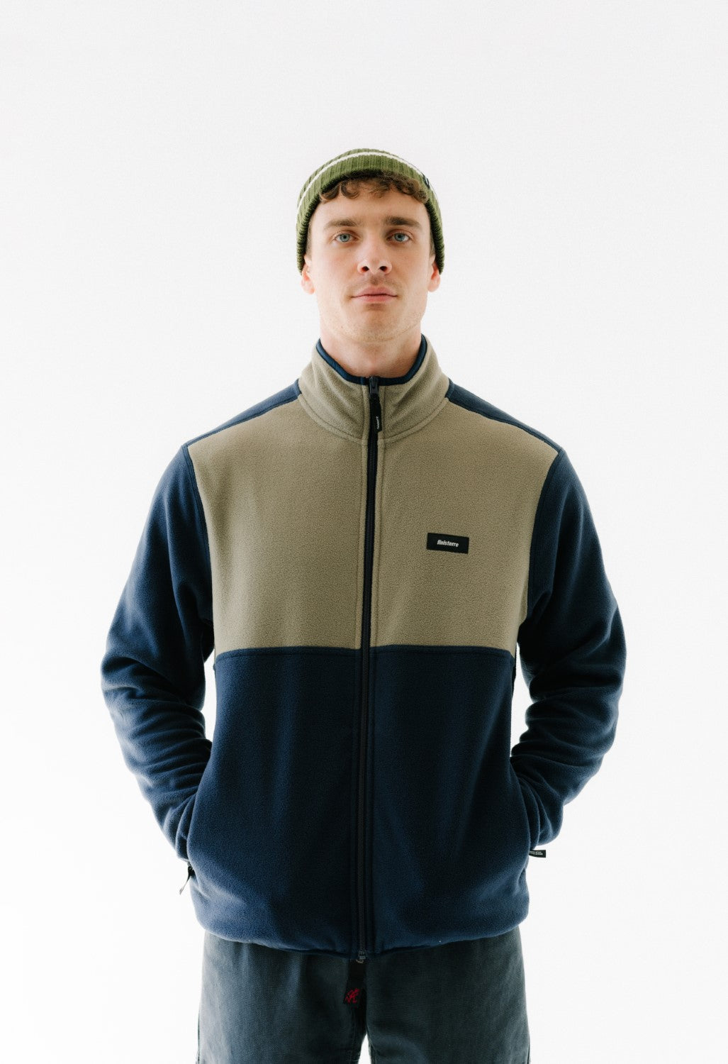 Finisterre Men's Axiom Full Zip Fleece - Willow Green / Navy / Olive