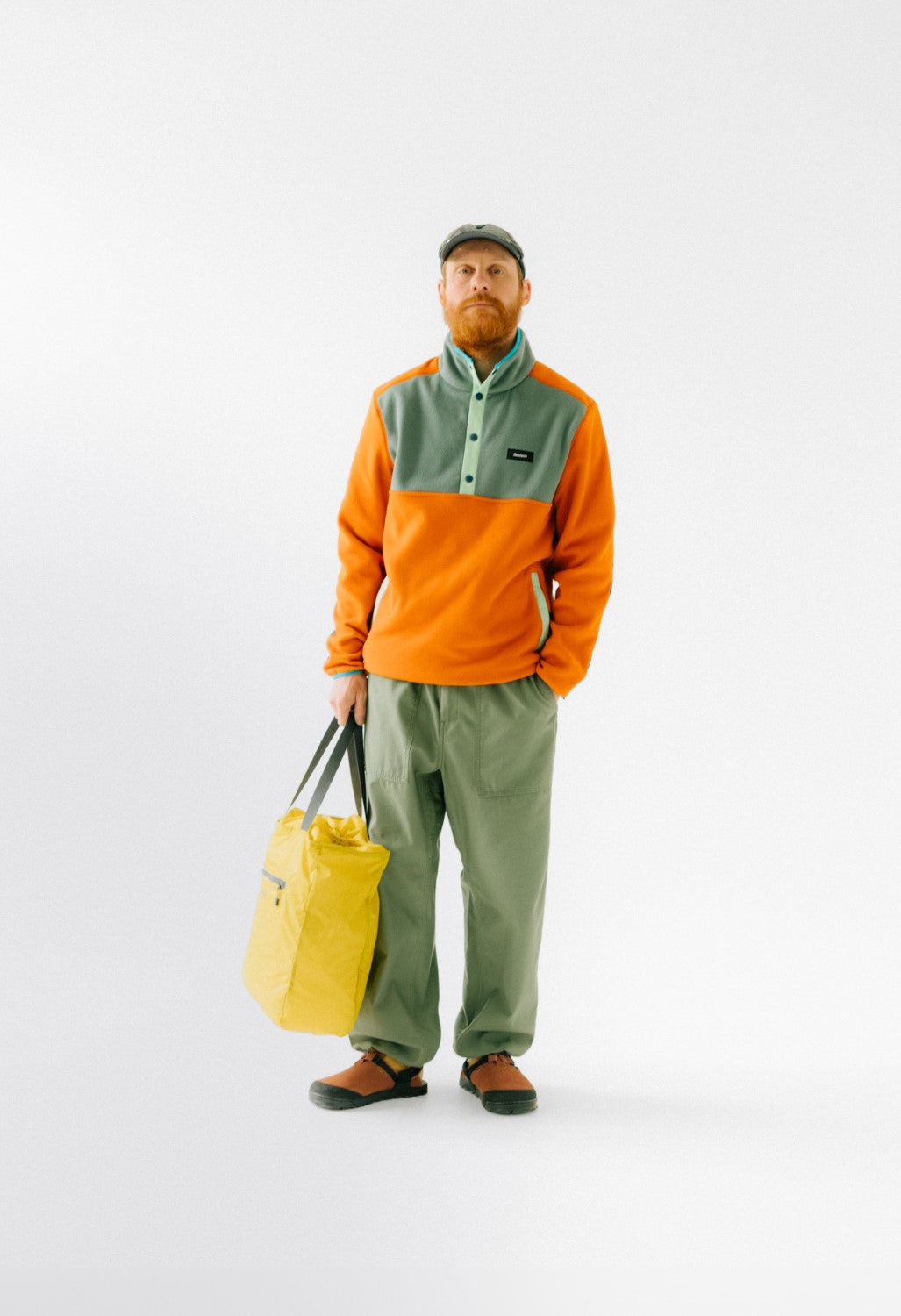 Finisterre Men's Axiom 1/4 Snap Fleece - Amber / Deep Sea