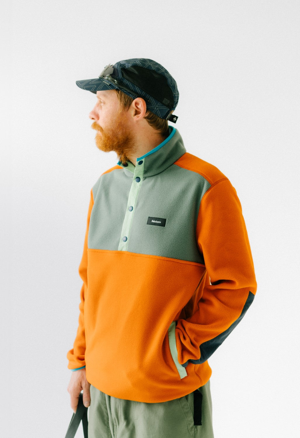 Finisterre Men's Axiom 1/4 Snap Fleece - Amber / Deep Sea