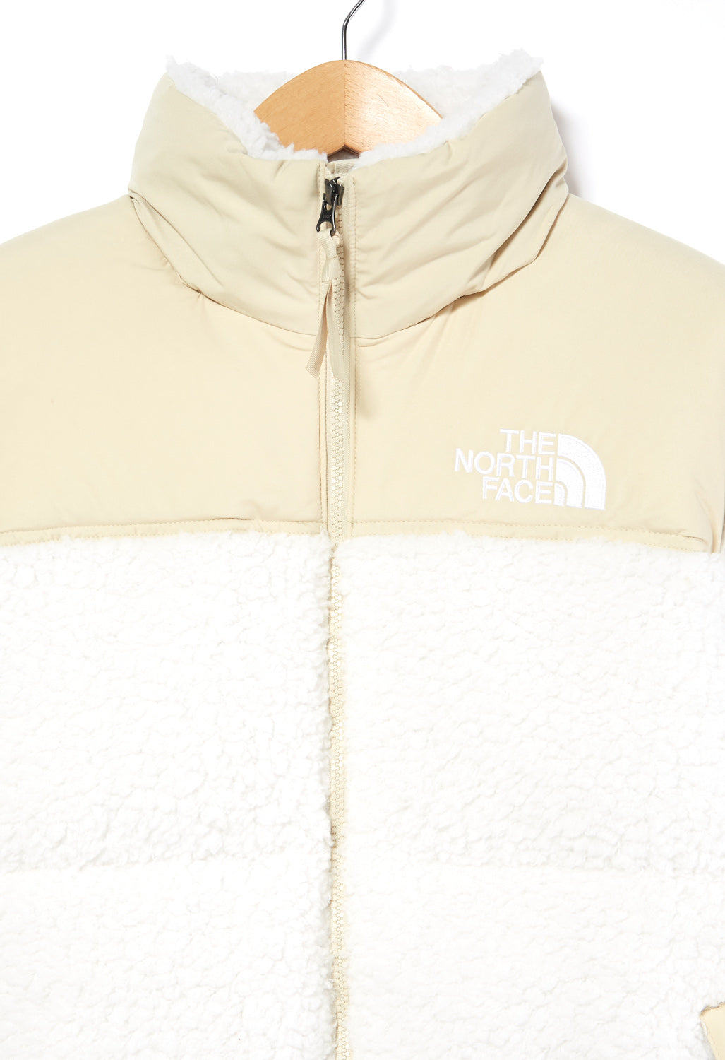 The North Face Nuptse Unisex Sherpa High Pile Down Jacket Gardenia  White-Gravel